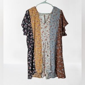 Chic Soul Women's Floral Patchwork Romper- XL